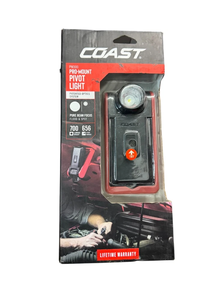 Luz de pivote Coast PM300 Pro-Mount - Luz de trabajo LED de 700 lúmenes con base magnética Foto 1 de 2