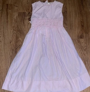 Rosalina Pink Gingham Flower Smocked Dress SIZE 7 - Picture 1 of 5