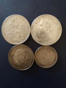 4 - LARGE SILVER COINS, 1876 5, PESETAS, 1924 UN SOL, 1931 1 FLORIN 2 SHILLINGS, - Picture 1 of 20