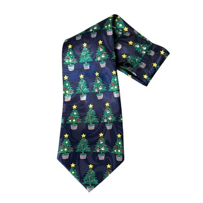 Steven Harris Hand Made Polyester Holiday Christmas Tree Novelty Tie - Image 1 of 4