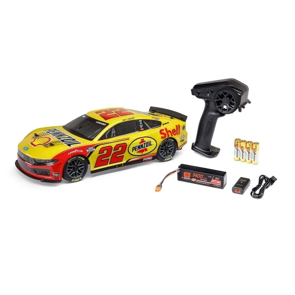 Losi 1/12 NASCAR RC Joey Logano No. 22 Shell 2025 Ford Mustang 2S AWD RTR - Image 1 of 1