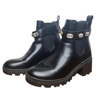 Botas Chelsea Tachonadas Gruesas Tacón Bloque Talla 7 Amuleto Suela Edgy Glam Grunge Foto 1 de 4
