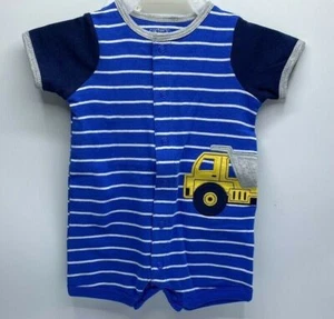 Boys Size 3-6M Adorable Carter's Summer Romper 1-Piece Outfit Blue Truck - Picture 1 of 4