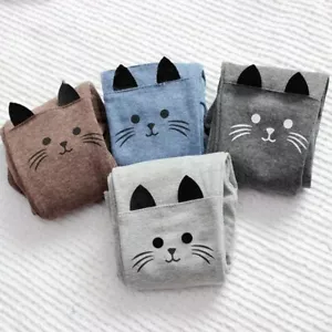 1pc Cute Toddler Baby Girls Kids Skinny Pants Cat Print Stretchy Warm Leggings - Picture 1 of 10