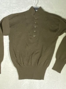 Vintage US Army Sweater Men’s Size Large Green 100% Wool Henley Long Sleeve - Picture 1 of 11
