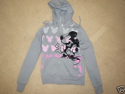 AWESOME Walt Disney World Disneyland Mickey Mouse Gray Zip-up Sweatshirt Adult S • 19.99€