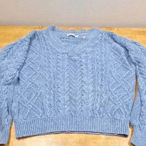 Suéter de Colección Geoffrey Beene Hecho en EE. UU. Grueso Tejido con Cable Azul Grande - Imagen 1 de 8