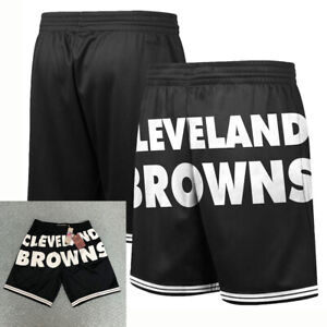 Cleveland Browns Shorts Mens Large Black White Mitchell & Ness Jersey Big Face