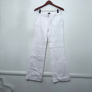 J Crew Women's City Fit Flare Leg Stretch Cotton Chino Pants White Size 2 Work