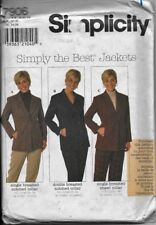 Simplicity Sewing Pattern 7906 Misses' JACKET Single or Dbl Breasted 6, 8, 10