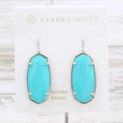 Новые без ценников серьги-капли из граненой бирюзы Kendra Scott Elle серебристого цвета - Изображение 1 из 4