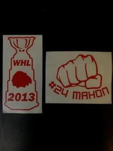 Lot of 2 Stick On Decal Labels WHL Portland Winterhawks Hockey No 24 Mahon