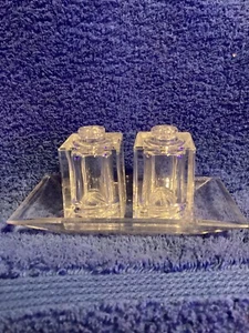 Vintage Cube Shaped Salt And Pepper Shakers, With Tray….Hong Kong - Picture 1 of 5