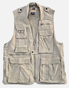 HUMVEE Safari Photo Vest Jacket Men's Size Small Beige Khaki Pockets Utility - Picture 1 of 10