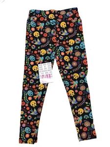 S/m LuLaRoe Kids Halloween Leggings Skulls Birds Floral Fits 2/6 - Picture 1 of 1