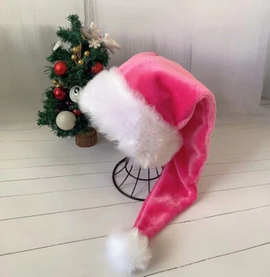 75CM Adult Christmas Long Hat Plush Long Xmas Costume Pompom Santa Claus Cap - Image 1 of 4