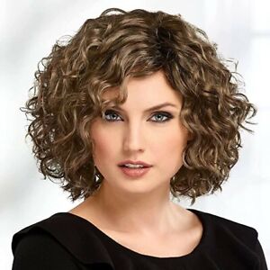 Paula Young BECKY Milano Brown EUC Curly Bob for Summer! Beautiful! Curls! 