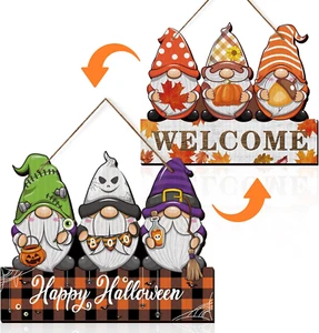 Reversible Thanksgiving Fall Decor/Halloween Decor for Home Indoor Outdoor Fall - Picture 1 of 7