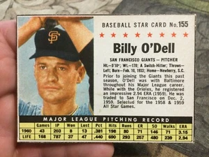1961 Post Cereal Baseball #155 Billy O’Dell Giants Box EX/NM - Picture 1 of 7