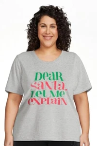 Holiday Time Women's Christmas Explanation Graphic Tee Gray Plus Size XXL (20) - Picture 1 of 8