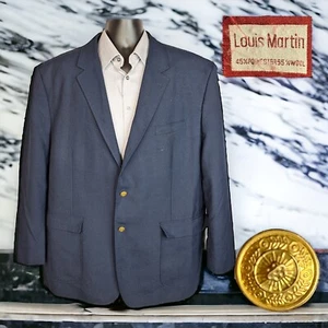Lois Martin Sport Coat Blazer Mens 52R Navy Gold Button Wool Blend - Picture 1 of 10