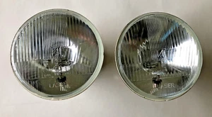 Jeep CJ-5 CJ-6 CJ-7 Willys Umrüst Scheinwerfer US EU 2x H4 Glas/Metall - Bild 1 von 4