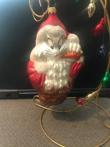 RADKO CHRISTMAS ORNAMENT: WARNER BROS.EXCLUSIVE BUGS BUNNY SANTA IN CHIMNEY - Picture 1 of 7