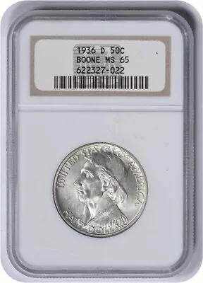 1936-D Boone Commemorative Silver Half Dollar MS65 NGC - Image 1 of 2