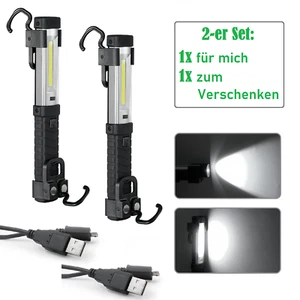 2x LED USB Werkstattlampe Arbeitsleuchte Handlampe Taschenlampe COB Leuchte - Bild 1 von 10