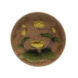Schramberg Majolika Teller Seerosen gelb Jugendstil 1615 7 2 - Bild 1 von 9