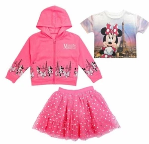 3-Piece Set ~ Disney MINNIE MOUSE™ ~ Pink Hooded Jacket ~ Top ~ Tutu ~ Size 6 - Picture 1 of 7
