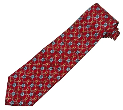 Corbata Longchamp Paris Para Hombre 100% Seda Estampado Floral Hecha en Italia 3 3/4W x 57"L Foto 1 de 4