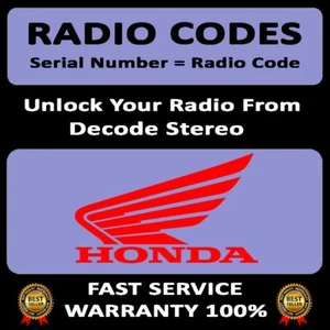 HONDA RADIO CODES UNLOCK ACCORD CITY CIVIC CR-V CRX K STEREO PINCODE SERVICE - Picture 1 of 6
