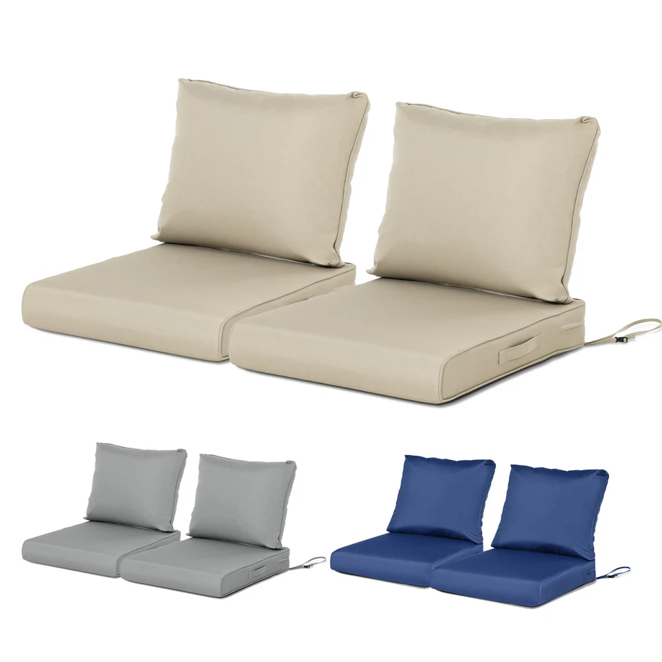 Juego de 2 piezas de cojines de asiento profundo para exteriores cojín de patio de asiento de repuesto para todo tipo de clima Foto 1 de 1