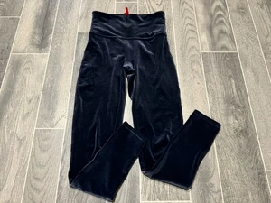 Spanx Women’s Size Medium Classic Navy Blue Velvet Pull On Slim Stretch Leggings - Picture 1 of 4