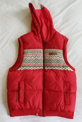 LRG Hooded Down Vest Red & White Mens XXL - Image 1 of 4