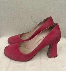 Miu Miu By Prada Suede Mary Jane Block Heel Pumps Made In Italy - Picture 1 of 6