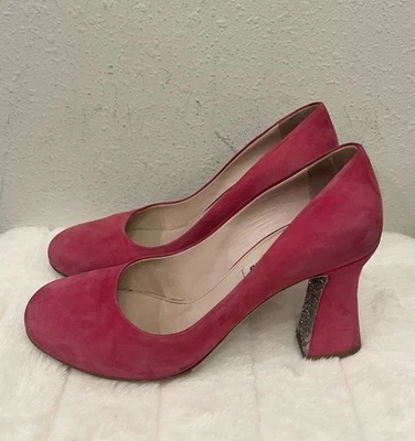 Miu Miu By Prada Suede Mary Jane Block Heel Pumps Made In Italy - Image 1 of 4