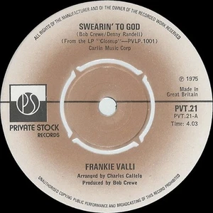 Frankie Valli - Swearin' To God (7", Single) (Near Mint (NM or M-)) - 1100271467 - Foto 1 di 2