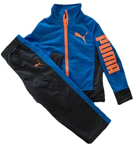 Puma Kids Tracksuit Blue Grey Neon Orange 4T - Picture 1 of 7