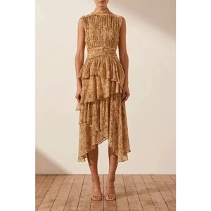 Shona Joy Louise ärmelloses asymmetrisches Midikleid mit Rüschen - Bild 1 von 4