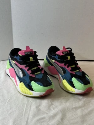 Puma RS-X Shoes Size 6.5 Multicolor Neon Pink Green Blue Chunky Mesh Sneakers - Image 1 of 4