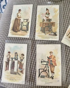 7 Total  1892 SINGER SEWING MACHINE TRADE CARDS, BEAUTIFUL MACHINES - Picture 1 of 11
