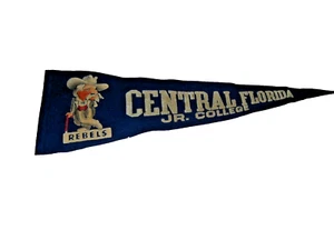 VINTAGE FLORDIA CENTRALJR. COLLEGE REBELS COLLEGIATE PENNANTS WOOL BLEND 8 X 23 - Picture 1 of 12