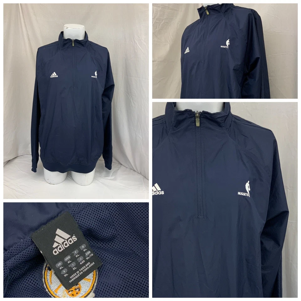 Denver Nuggets Adidas NBA Pullover XL Azul Poli 1/4 Cremallera Rayas Como Nuevo YGI Q1-94 Foto 1 de 4