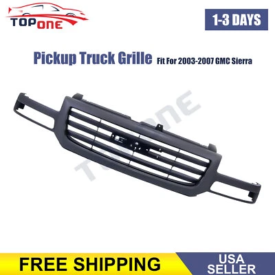 Fit 2003-2007 GMC Sierra 1500 Pickup Truck Dark Gray/High Gloss Black Grille - Image 1 of 4