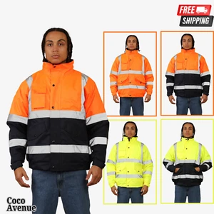 Chaqueta de bombardero Hi Vis Ropa de trabajo Alta visibilidad Impermeable Hombres Seguridad Abrigo de alta visibilidad - Imagen 1 de 29
