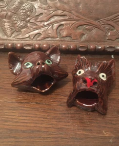 Mid Century Japanese Rare Vintage Novelty Ceramic Dog Cat Head - Smokers Toy - Picture 1 of 6
