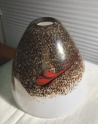 Glass Lamp Shade Dome Shape Swirled Gold with Orange 5” x 5” Art Glass Shade - Image 1 of 4