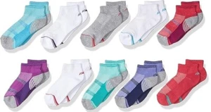Free Country Girls Quarter Socks - 10 Pairs (Shoe Size 7-10) - Picture 1 of 2